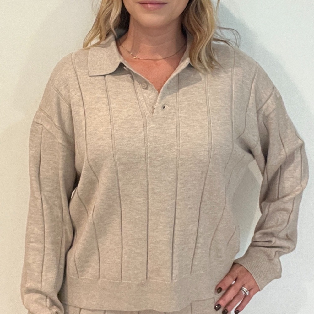 Beige Collared Sweater